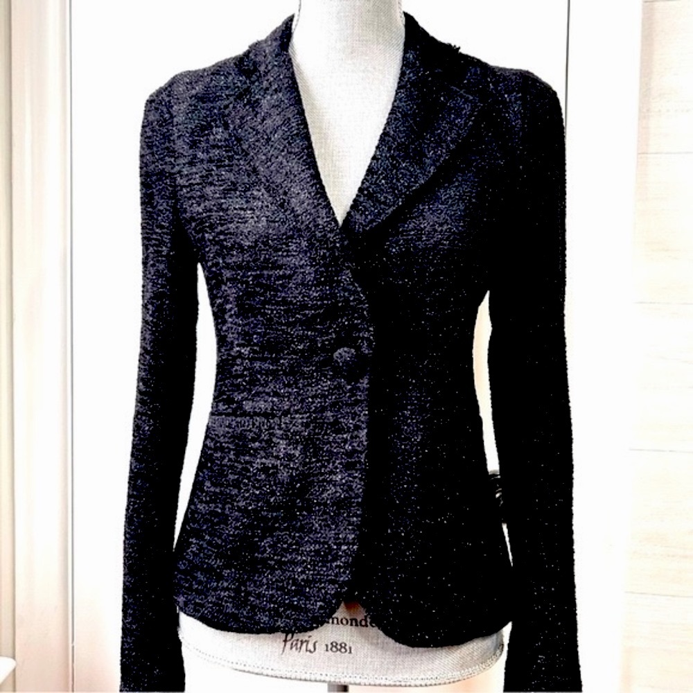 L’AGENCE Textured Shimmer Tailored  Blazer Black